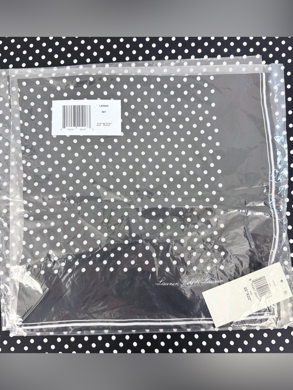 Lauren Ralph Lauren Black & White Polka Dot Silk Scarf/Twillie 22”x 22” Square - Picture 11 of 11